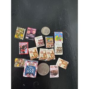 14 miniature cook books magazines for dollhouse